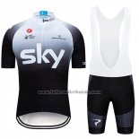 2019 Fahrradbekleidung Sky Wei Shwarz Trikot Kurzarm und Tragerhose