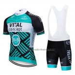 2019 Fahrradbekleidung Vital Concept Blau Wei Shwarz Trikot Kurzarm und Tragerhose