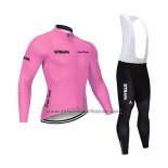 2020 Fahrradbekleidung STRAVA Rosa Trikot Langarm und Tragerhose