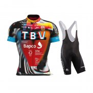 2021 Fahrradbekleidung Bahrain Victorious Shwarz Orange Trikot Kurzarm und Tragerhose