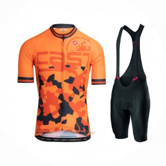 2021 Fahrradbekleidung Castelli Orange Trikot Kurzarm und Tragerhose