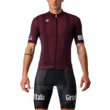 2021 Fahrradbekleidung Giro D'italia Dunkel Rot Trikot Kurzarm und Tragerhose