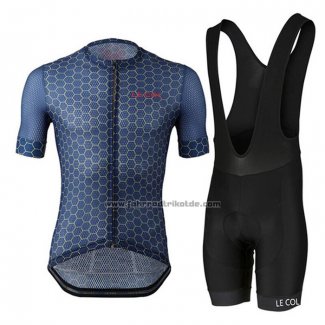 2021 Fahrradbekleidung Le Col Tief Blau Trikot Kurzarm und Tragerhose