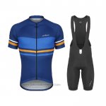 2021 Fahrradbekleidung de Marchi Blau Trikot Kurzarm und Tragerhose