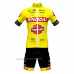 2022 Fahrradbekleidung Bingoal WB Gelb Trikot Kurzarm und Tragerhose