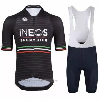 2022 Fahrradbekleidung Ineos Grenadiers Shwarz Grau Trikot Kurzarm und Tragerhose