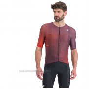 2023 Fahrradbekleidung Sportful Orange Rot Trikot Kurzarm und Tragerhose