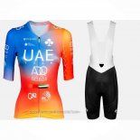 2023 Fahrradbekleidung UAE Blau Orange Trikot Kurzarm Und Tragerhose