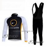 2010 Fahrradbekleidung Livestrong Shwarz Trikot Langarm und Tragerhose