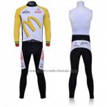 2011 Fahrradbekleidung McDonalds Wei und Gelb Trikot Langarm und Tragerhose