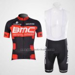 2012 Fahrradbekleidung BMC Shwarz und Rot Trikot Kurzarm und Tragerhose