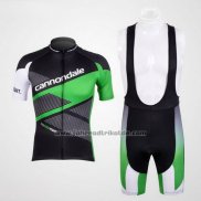 2012 Fahrradbekleidung Cannondale Shwarz und Grun Trikot Kurzarm und Tragerhose