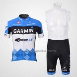 2012 Fahrradbekleidung Garmin Cervelo Wei und Azurblau Trikot Kurzarm und Tragerhose