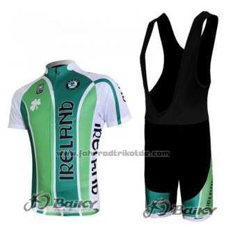 2012 Fahrradbekleidung Irland Wei und Grun Trikot Kurzarm und Tragerhose