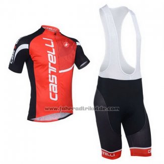 2013 Fahrradbekleidung Castelli Shwarz und Rot Trikot Kurzarm und Tragerhose