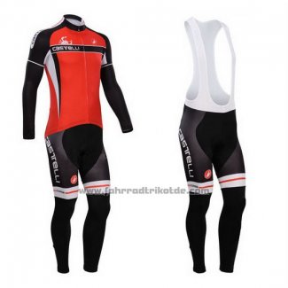 2014 Fahrradbekleidung Castelli Rot Trikot Langarm und Tragerhose