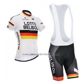 2014 Fahrradbekleidung Lotto Belisol Campion Deutschland Trikot Kurzarm und Tragerhose