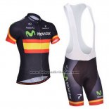 2014 Fahrradbekleidung Movistar Champion Spanien Trikot Kurzarm und Tragerhose