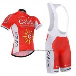 2015 Fahrradbekleidung Cofidis Rot Trikot Kurzarm und Tragerhose