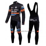 2015 Fahrradbekleidung DE Rose Shwarz und Orange Trikot Langarm und Tragerhose