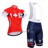 2015 Fahrradbekleidung IAM Champion Schweiz Trikot Kurzarm und Tragerhose