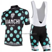 2016 Fahrradbekleidung Bianchi Grun und Shwarz Trikot Kurzarm und Tragerhose