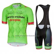 2016 Fahrradbekleidung Cannondale Drapac Grun und Shwarz Trikot Kurzarm und Tragerhose