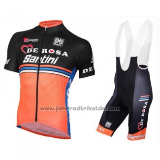 2016 Fahrradbekleidung DE Rose Shwarz und Orange Trikot Kurzarm und Tragerhose