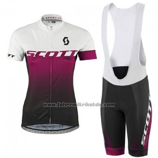 2016 Fahrradbekleidung Frau Scott Rot und Wei Trikot Kurzarm und Tragerhose