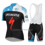 2016 Fahrradbekleidung Specialized Azurblau und Shwarz Trikot Kurzarm und Tragerhose