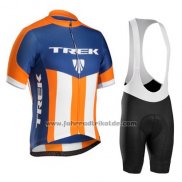 2016 Fahrradbekleidung Trek Bontrager Blau und Orange Trikot Kurzarm und Tragerhose