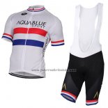 2017 Fahrradbekleidung Aqua Blaue Sport Champion British Wei Trikot Kurzarm und Tragerhose