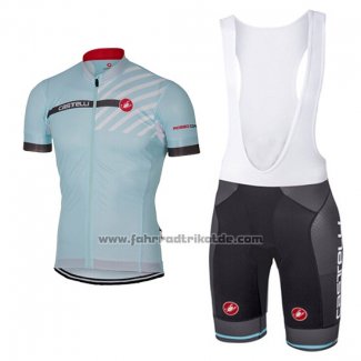 2017 Fahrradbekleidung Castelli Hellblau Trikot Kurzarm und Tragerhose