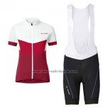 2017 Fahrradbekleidung Frau Vaude Wei und Rot Trikot Kurzarm und Tragerhose