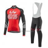 2017 Fahrradbekleidung Liv Rot Trikot Langarm und Tragerhose