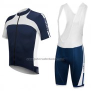 2017 Fahrradbekleidung RH+ Wei und Blau Trikot Kurzarm und Tragerhose