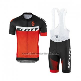 2017 Fahrradbekleidung Scott Shwarz und Orange Trikot Kurzarm und Tragerhose