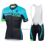 2017 Fahrradbekleidung Sportful Sc Hellblau und Shwarz Trikot Kurzarm und Tragerhose