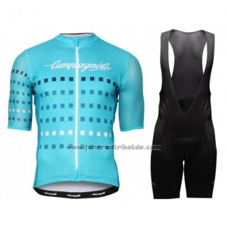 2018 Fahrradbekleidung Campagnolo Azurblau Trikot Kurzarm und Tragerhose