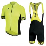 2018 Fahrradbekleidung Specialized Gelb Shwarz Trikot Kurzarm und Tragerhose