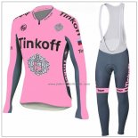 2018 Fahrradbekleidung Tinkoff Rosa Trikot Langarm und Tragerhose