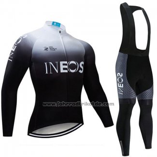 2019 Fahrradbekleidung Castelli INEOS Wei Shwarz Trikot Langarm und Tragerhose