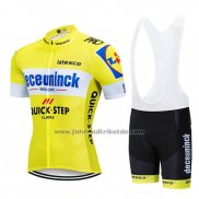 2019 Fahrradbekleidung Deceuninck Quick Step Gelb Wei Trikot Kurzarm und Tragerhose