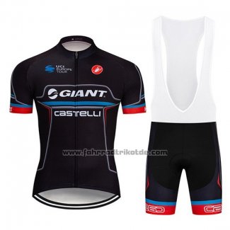 2019 Fahrradbekleidung Giant Castelli Shwarz Rot Trikot Kurzarm und Tragerhose