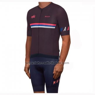 2019 Fahrradbekleidung Maap Nationals Mulberry Braun Trikot Kurzarm und Tragerhose