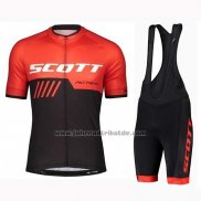 2019 Fahrradbekleidung Scott Shwarz Rot Trikot Kurzarm und Tragerhose