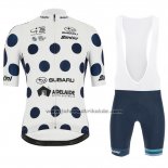 2019 Fahrradbekleidung Tour Down Under Blau Wei Trikot Kurzarm und Tragerhose