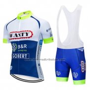 2019 Fahrradbekleidung Wanty Wei Blau Trikot Kurzarm und Tragerhose