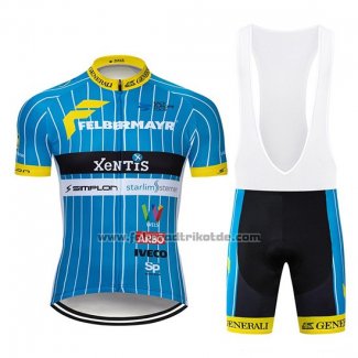 2019 Fahrradbekleidung XeNTiS Blau Wei Trikot Kurzarm und Tragerhose