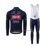 2020 Fahrradbekleidung Alpecin Fenix Blau Rot Trikot Langarm und Tragerhose